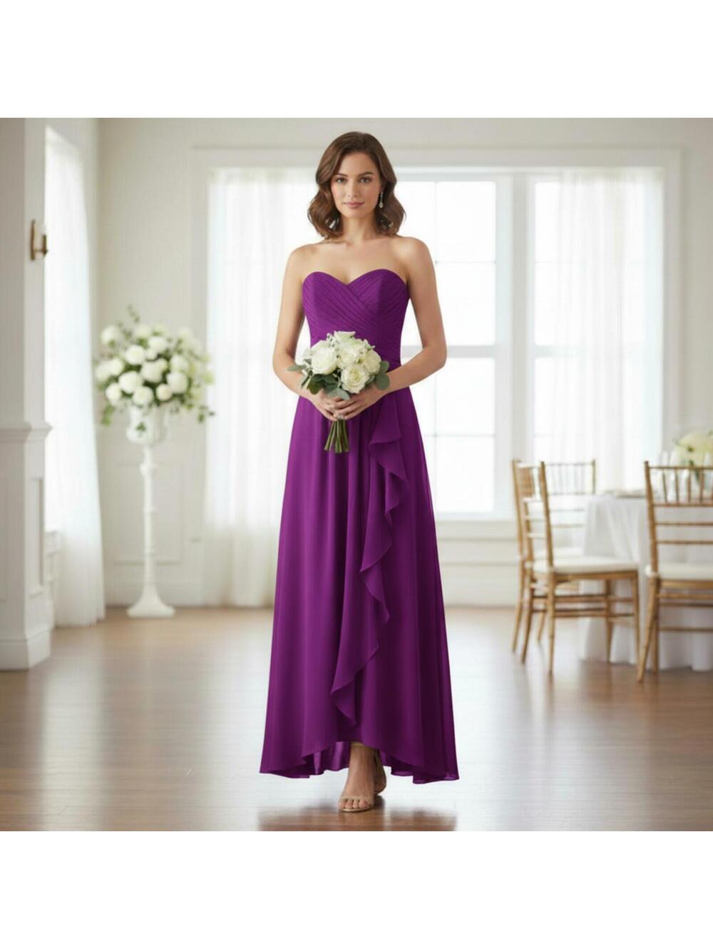 David's Bridal Strapless Ruffled Dress Size 6